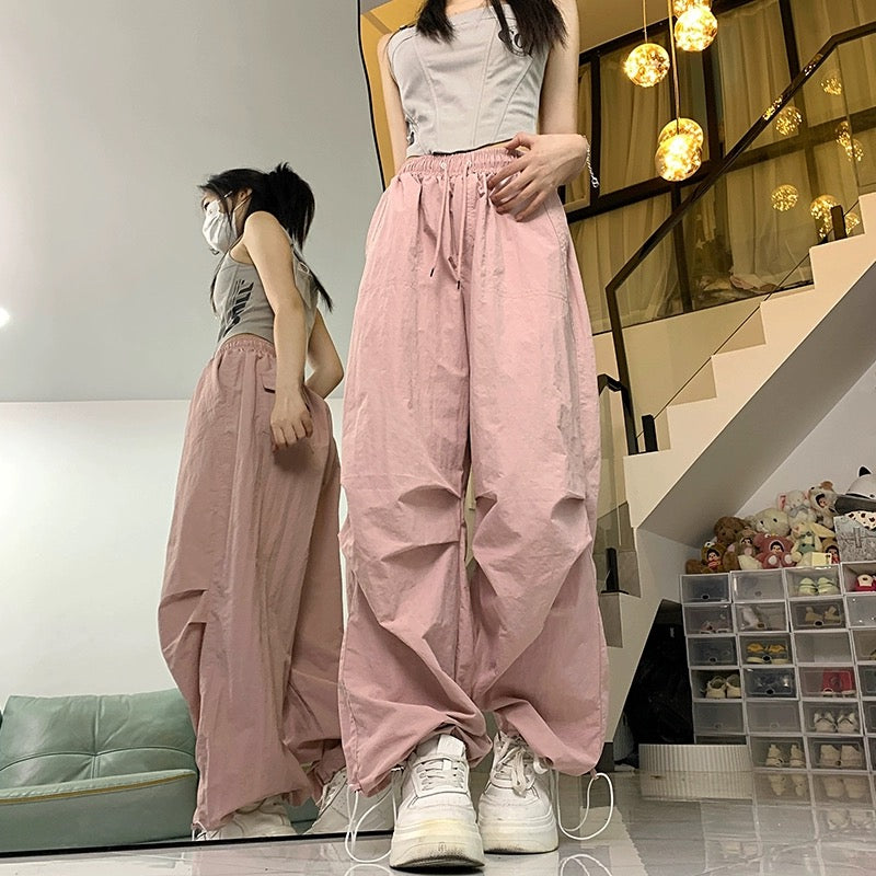 Konggeins American casual plain vintage wide pants