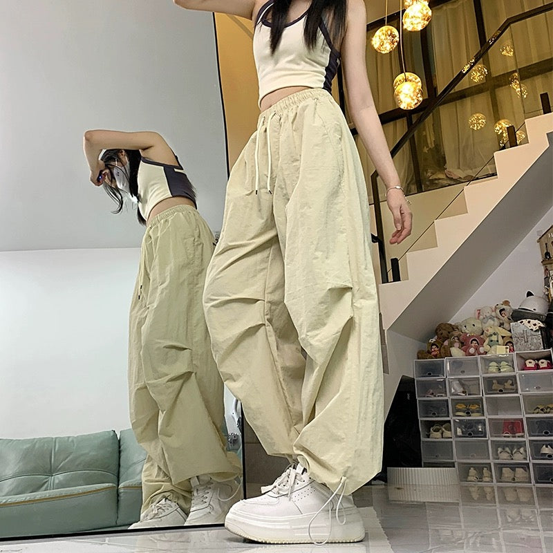 Konggeins American casual plain vintage wide pants