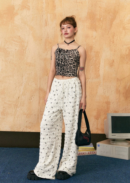 EZEK&STUDIO Printed lace straight pants