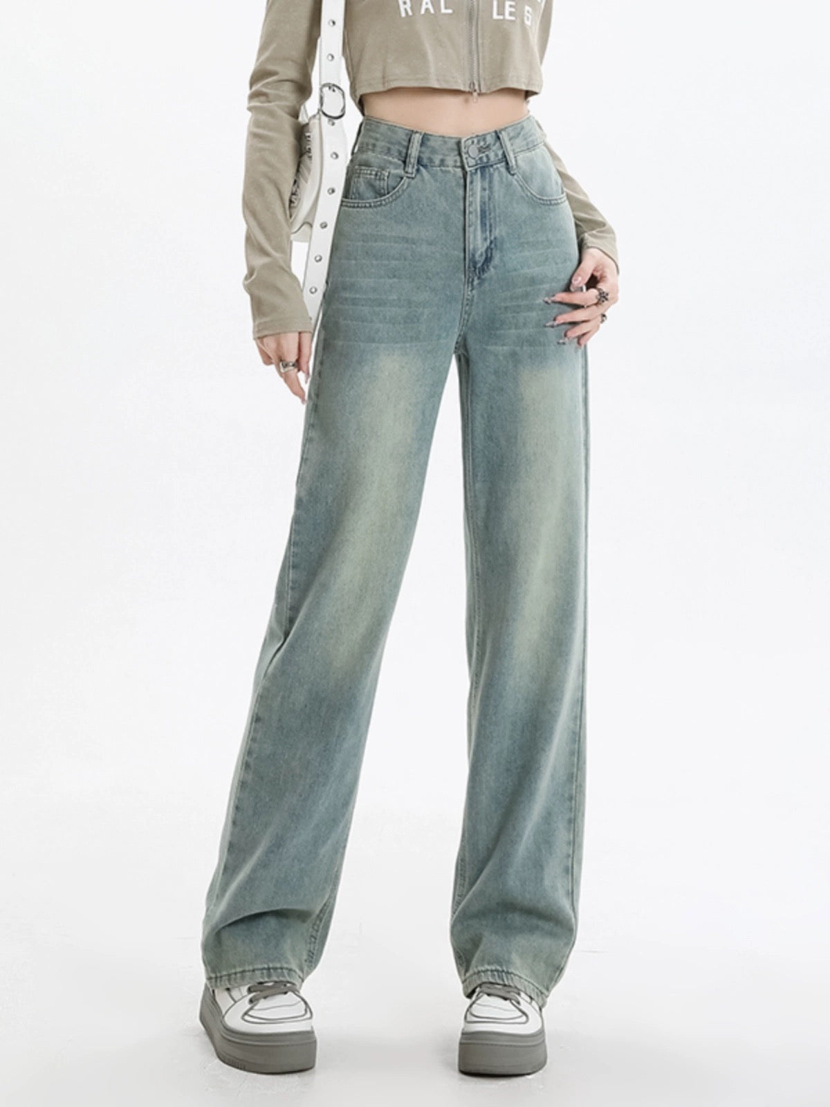 Konggeins American Retro wide leg jeans