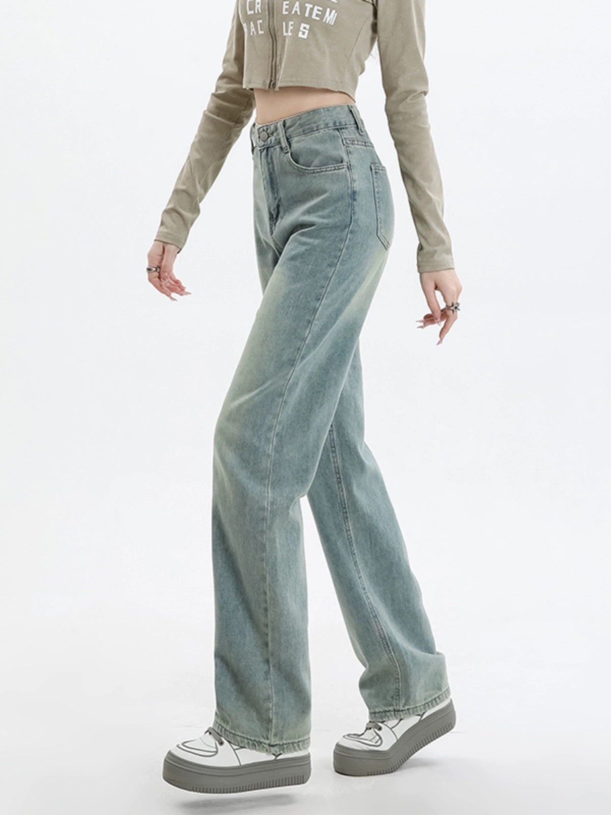 Konggeins American Retro wide leg jeans