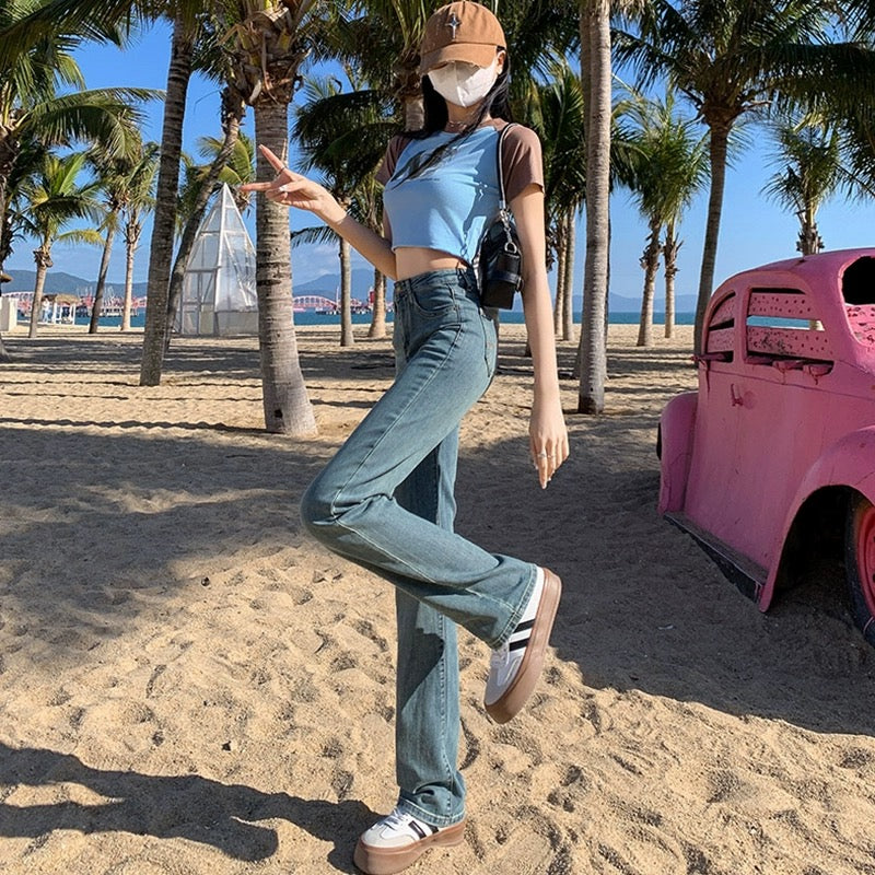 Konggeins American high waist street jeans