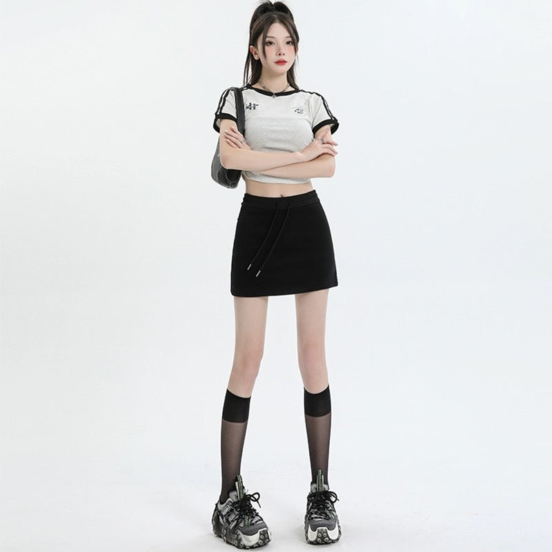 Konggeins American retro slim casual skirt