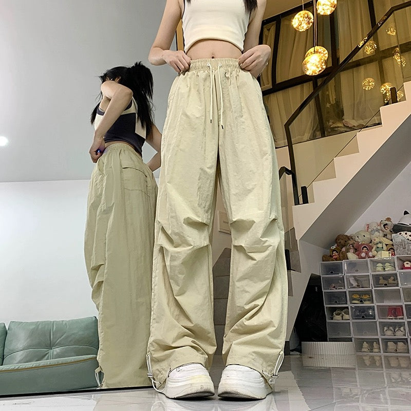 Konggeins American casual plain vintage wide pants