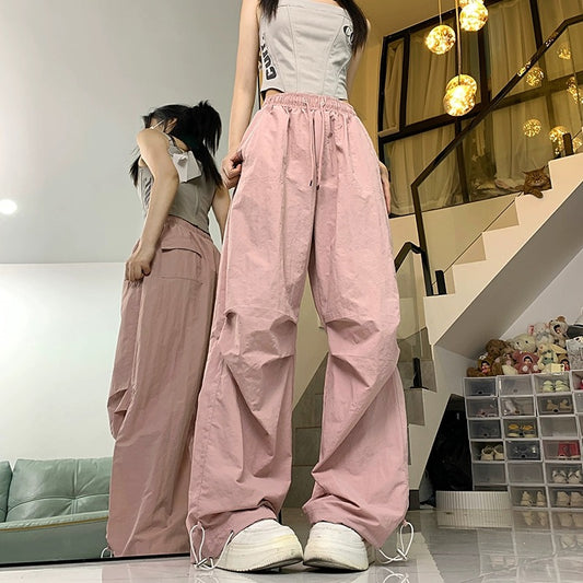 Konggeins American casual plain vintage wide pants