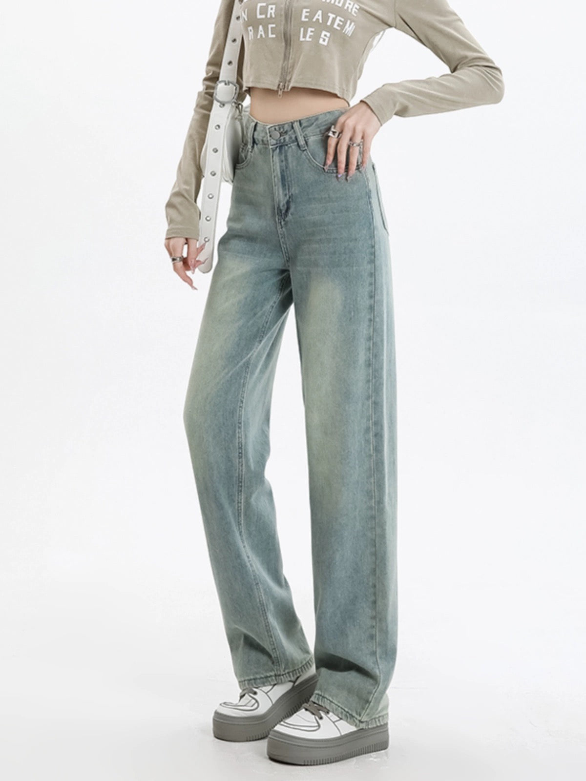 Konggeins American Retro wide leg jeans