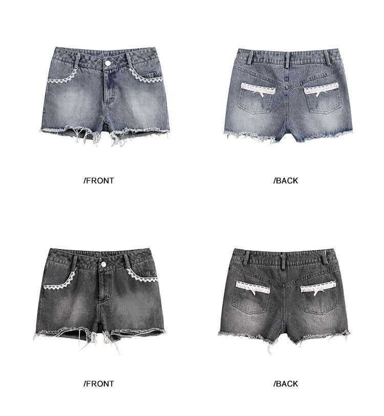 EZEK&STUDIO Raw edge denim shorts