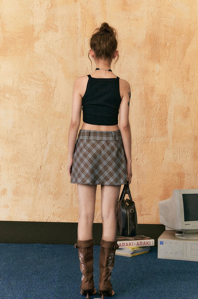 EZEK&STUDIO Plaid high waist skirt