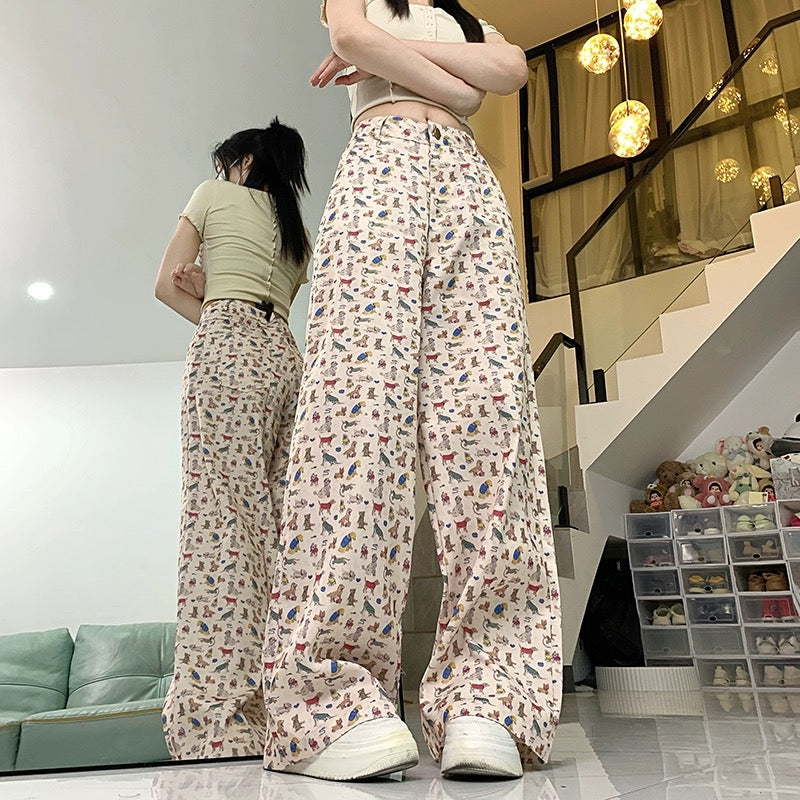 Konggeins High waist slim wide leg pants