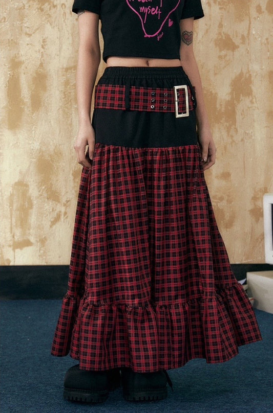 EZEK&STUDIO Rock Retro Red plaidskirt