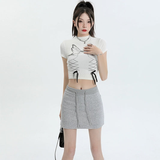 Konggeins American retro slim casual skirt