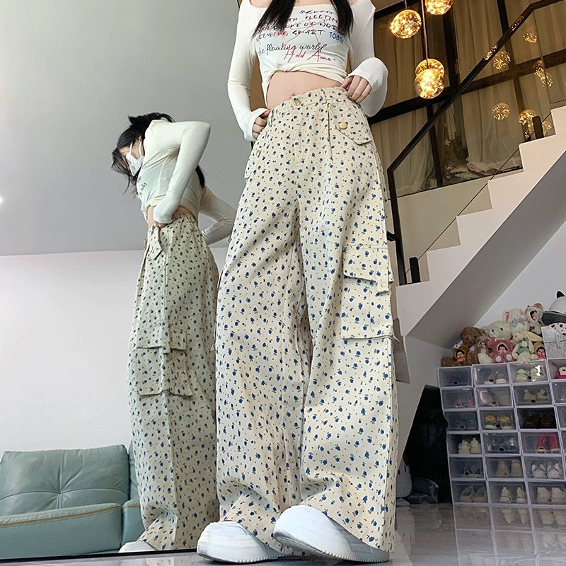 Konggeins High waist loose wide leg long pants