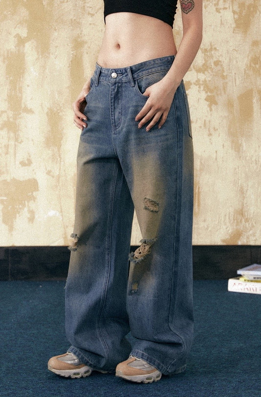 EZEK&STUDIO Ripped Washed Street jeans