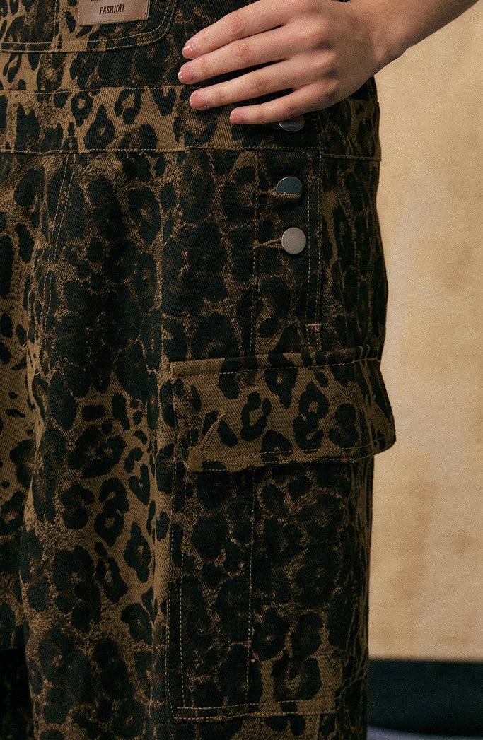 EZEK&STUDIO American Retro leopard print overalls