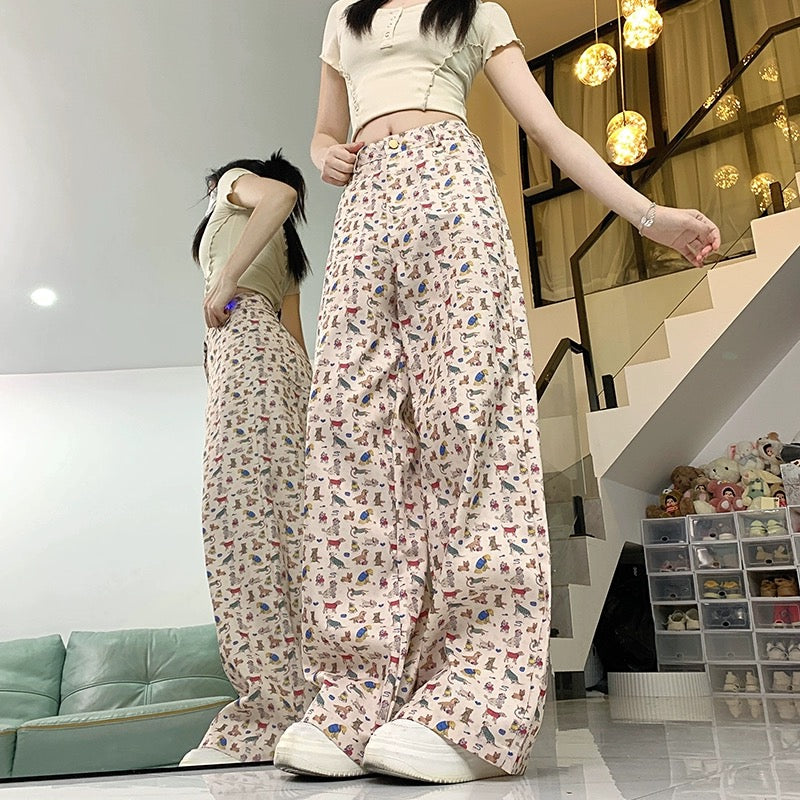 Konggeins High waist slim wide leg pants