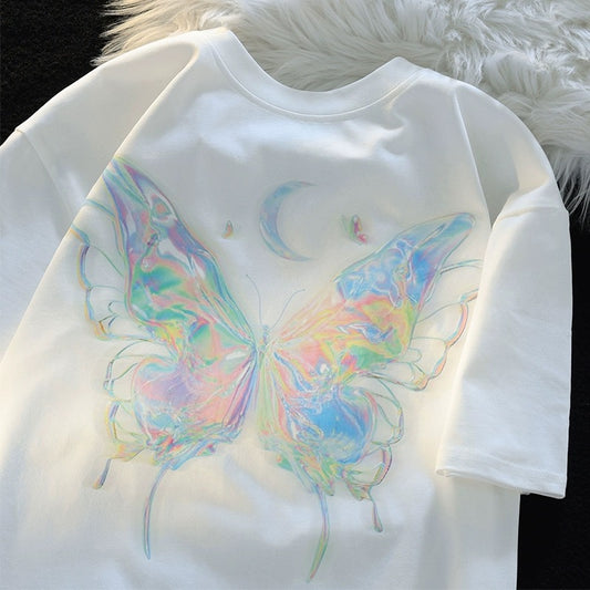 Konggeins Casual Butterfly Short Sleeve T-Shirt