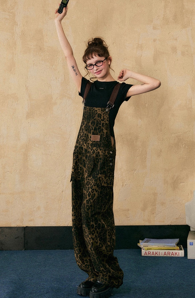 EZEK&STUDIO American Retro leopard print overalls