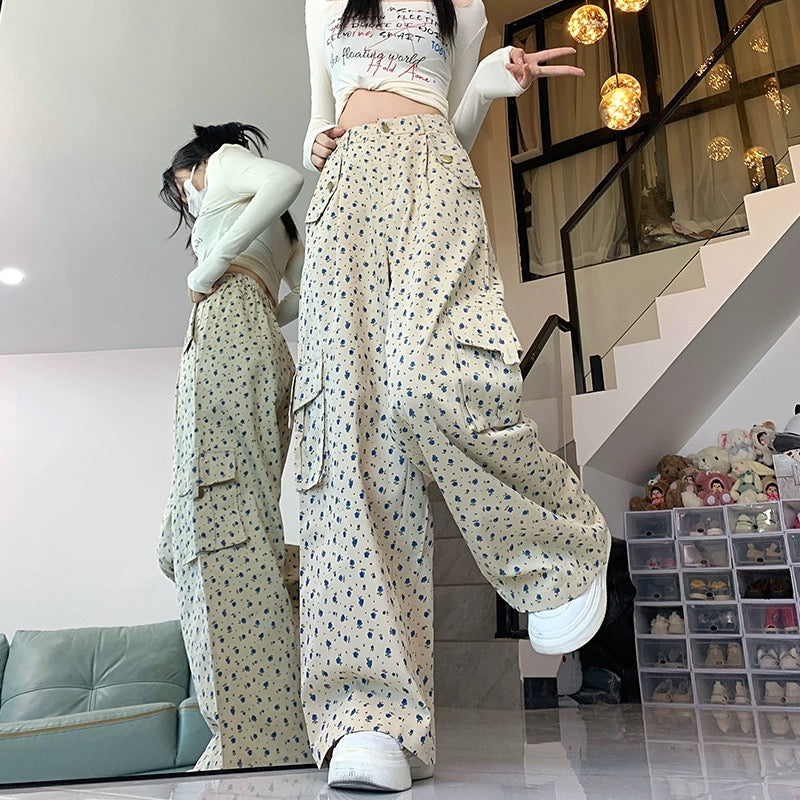 Konggeins High waist loose wide leg long pants