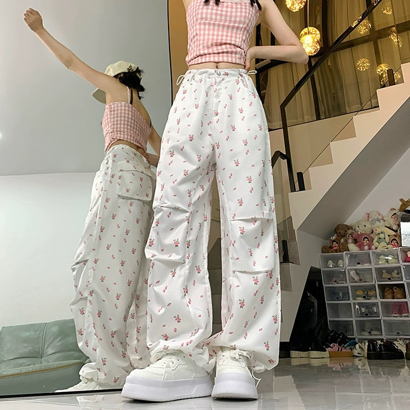 Konggeins White Fleshwork Girly Wide Leg Pants