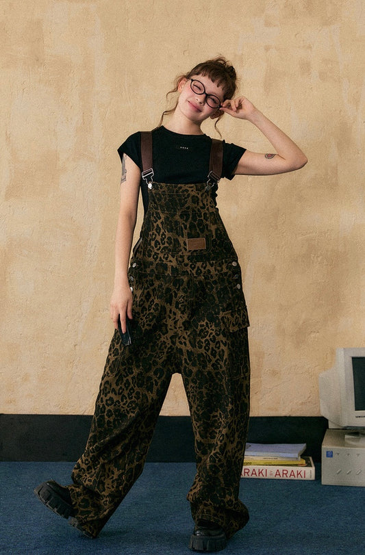 EZEK&STUDIO American Retro leopard print overalls