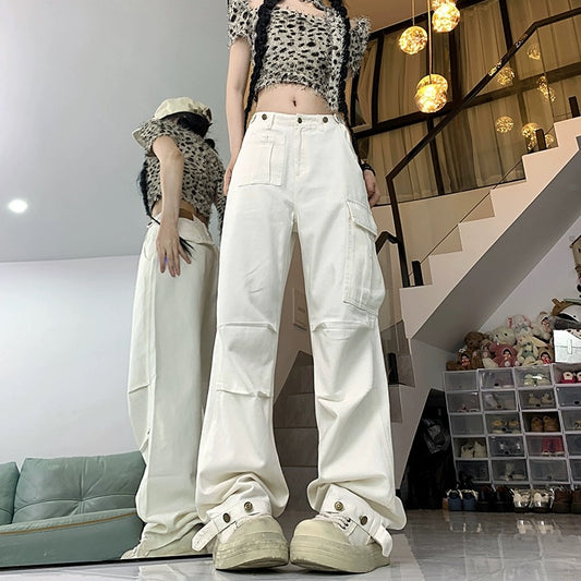 Konggeins American Straight Slim Wide Leg Pants