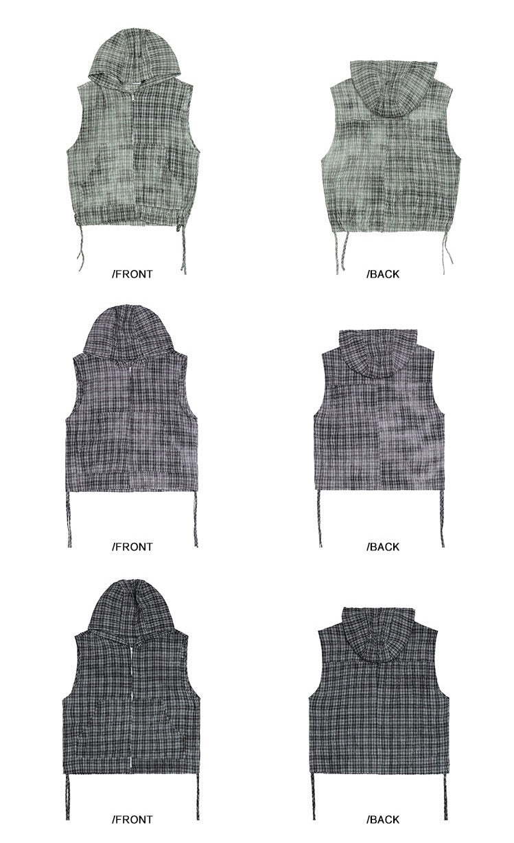 EZEK&STUDIO Plaid sleeveless sunscreen clothing