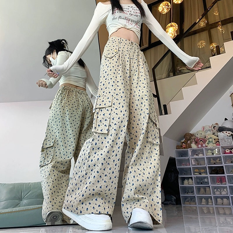 Konggeins High waist loose wide leg long pants