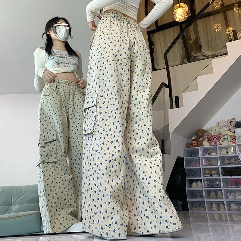 Konggeins High waist loose wide leg long pants