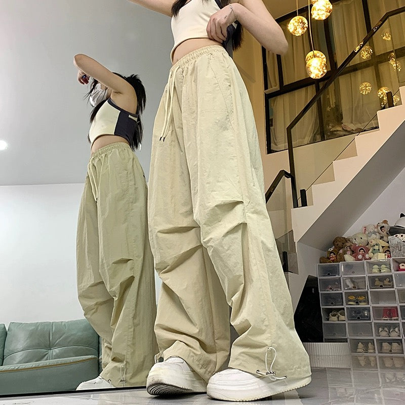 Konggeins American casual plain vintage wide pants