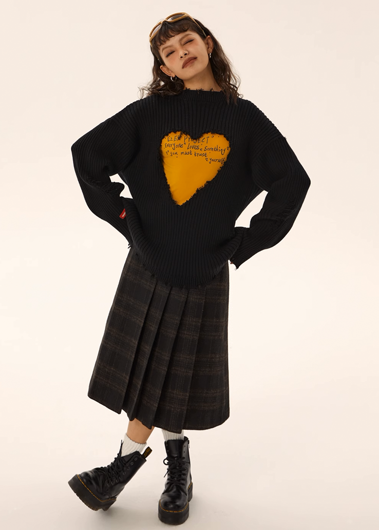 EZEK&STUDIO Heart Knitted Sweater