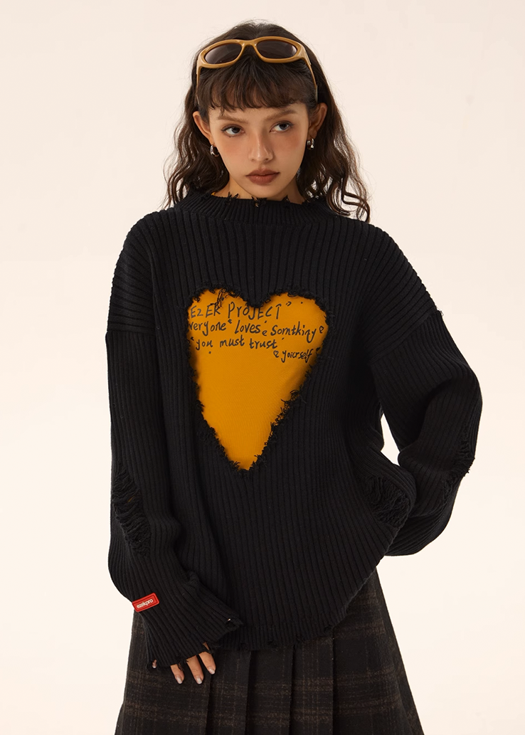 EZEK&STUDIO Heart Knitted Sweater