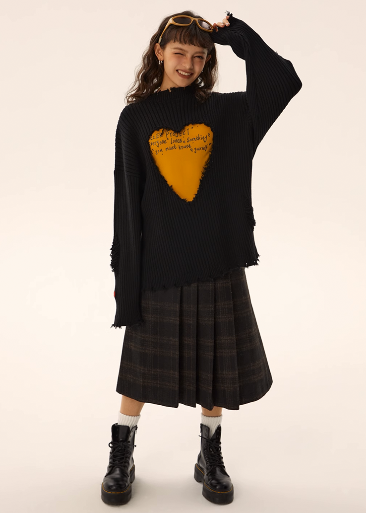 EZEK&STUDIO Heart Knitted Sweater