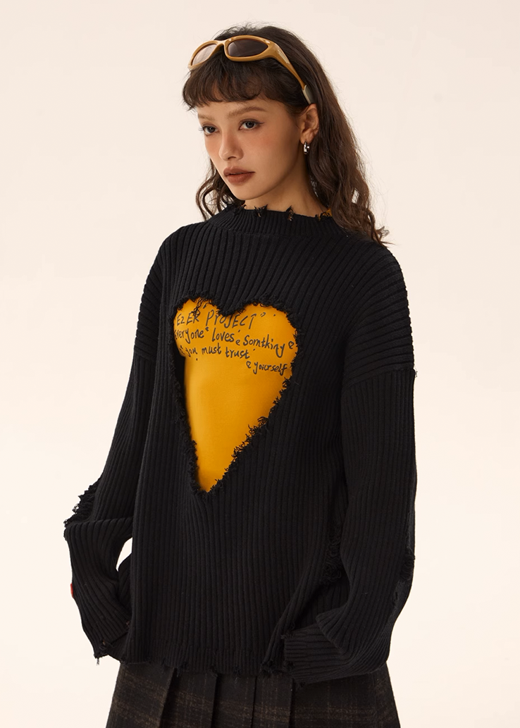 EZEK&STUDIO Heart Knitted Sweater