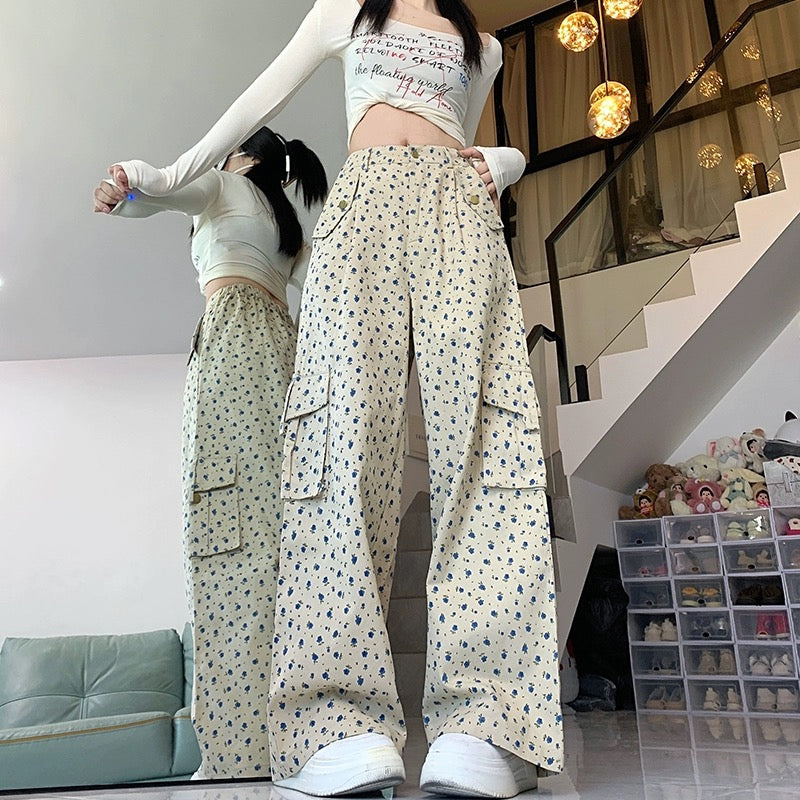 Konggeins High waist loose wide leg long pants