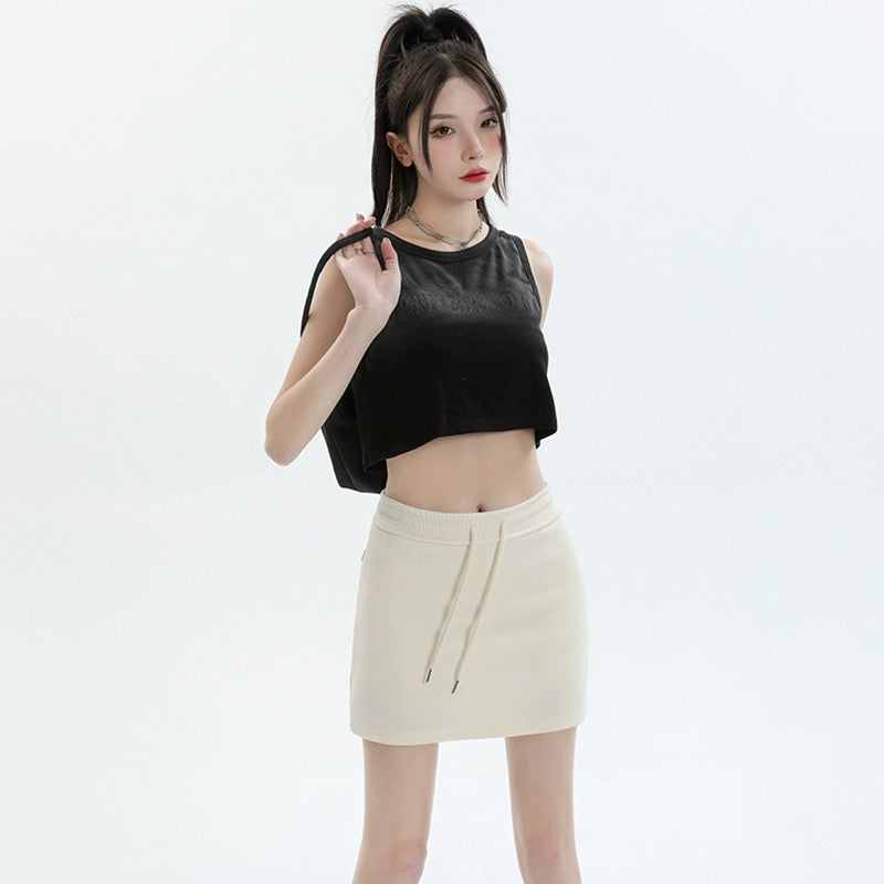 Konggeins American retro slim casual skirt