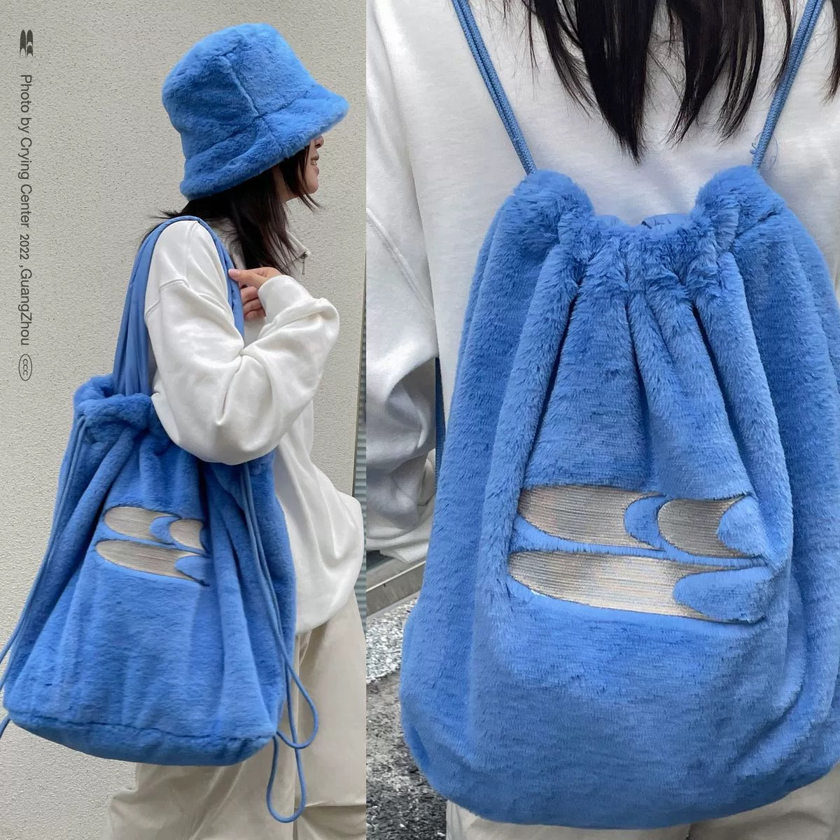 CRYING CENTER Blue Large Logo Shoulder Bag