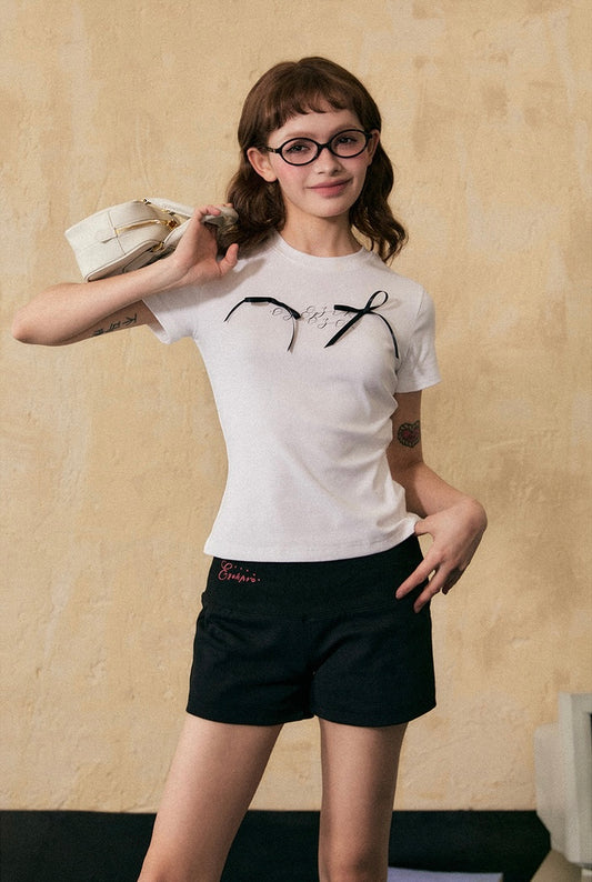 EZEK&STUDIO Ribbon short sleeve T-shirt