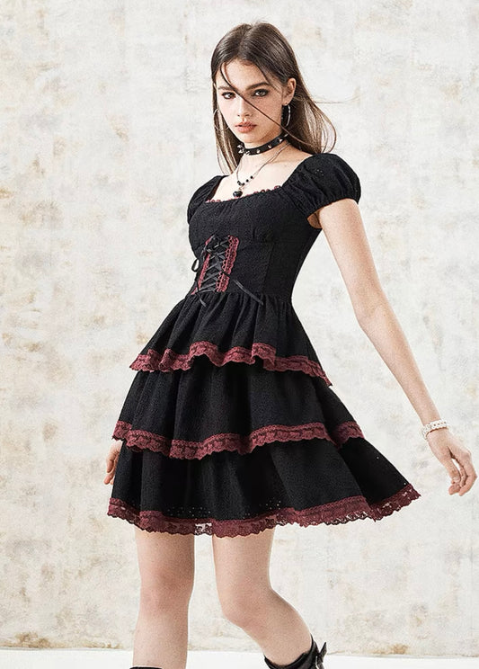 I'M ONE contrast color lace princess dress