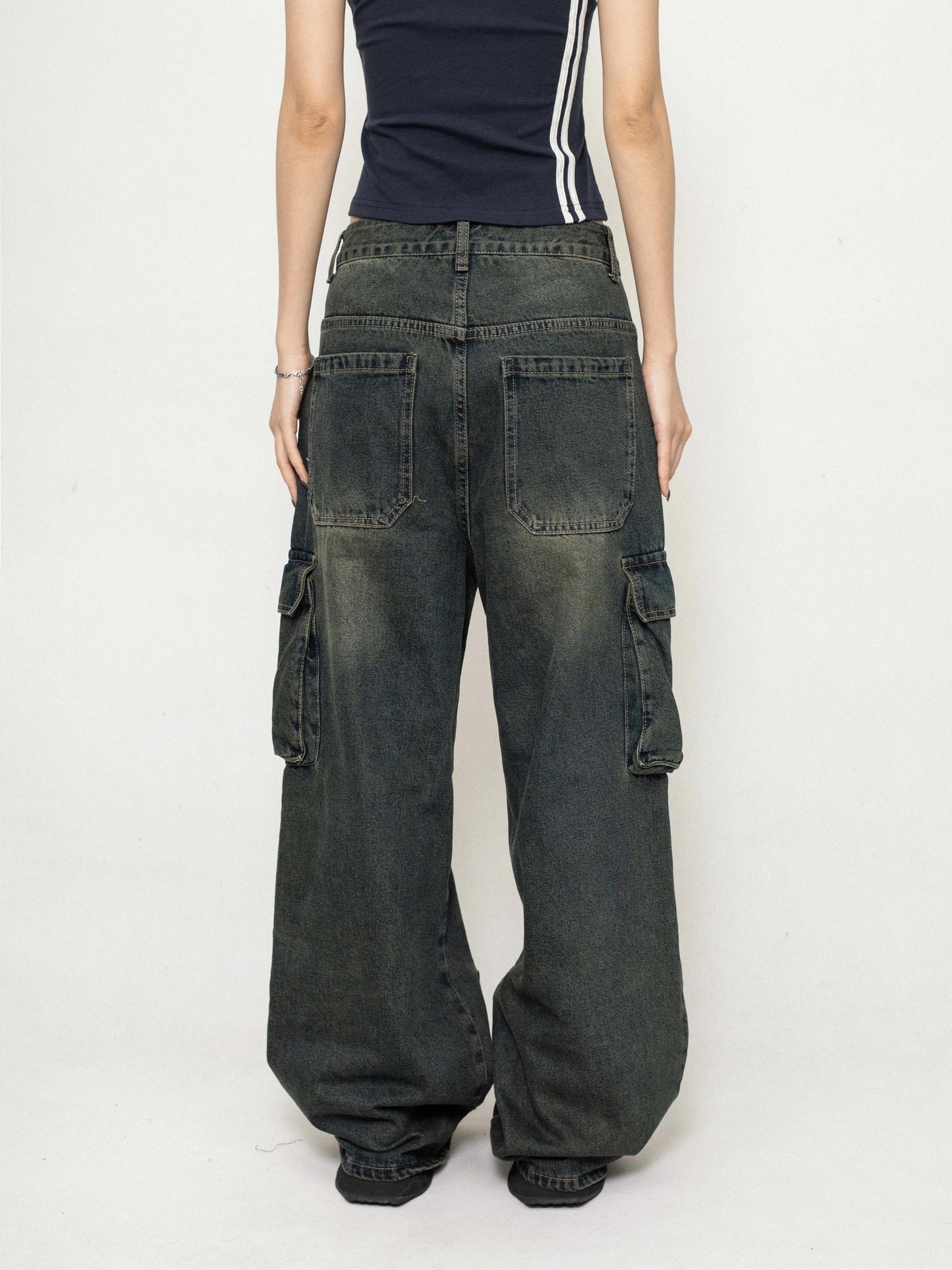 ZEROSTORE American retro jeans wide leg multi-pocket casual pants