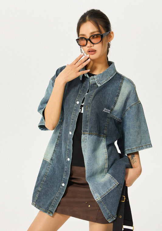 EZEK&STUDIO American Retro Denim Summer shirt