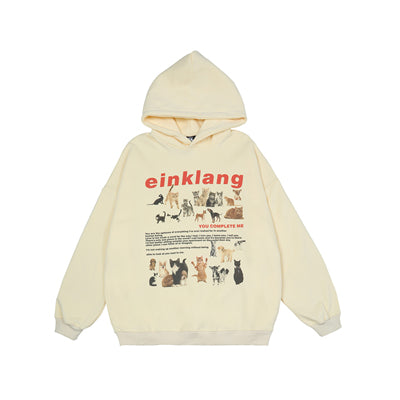 EZEK&STUDIO White Print Loose Hoodie