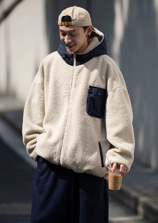 BELLKENIDE Warm Lambswool Patchwork Hoodie