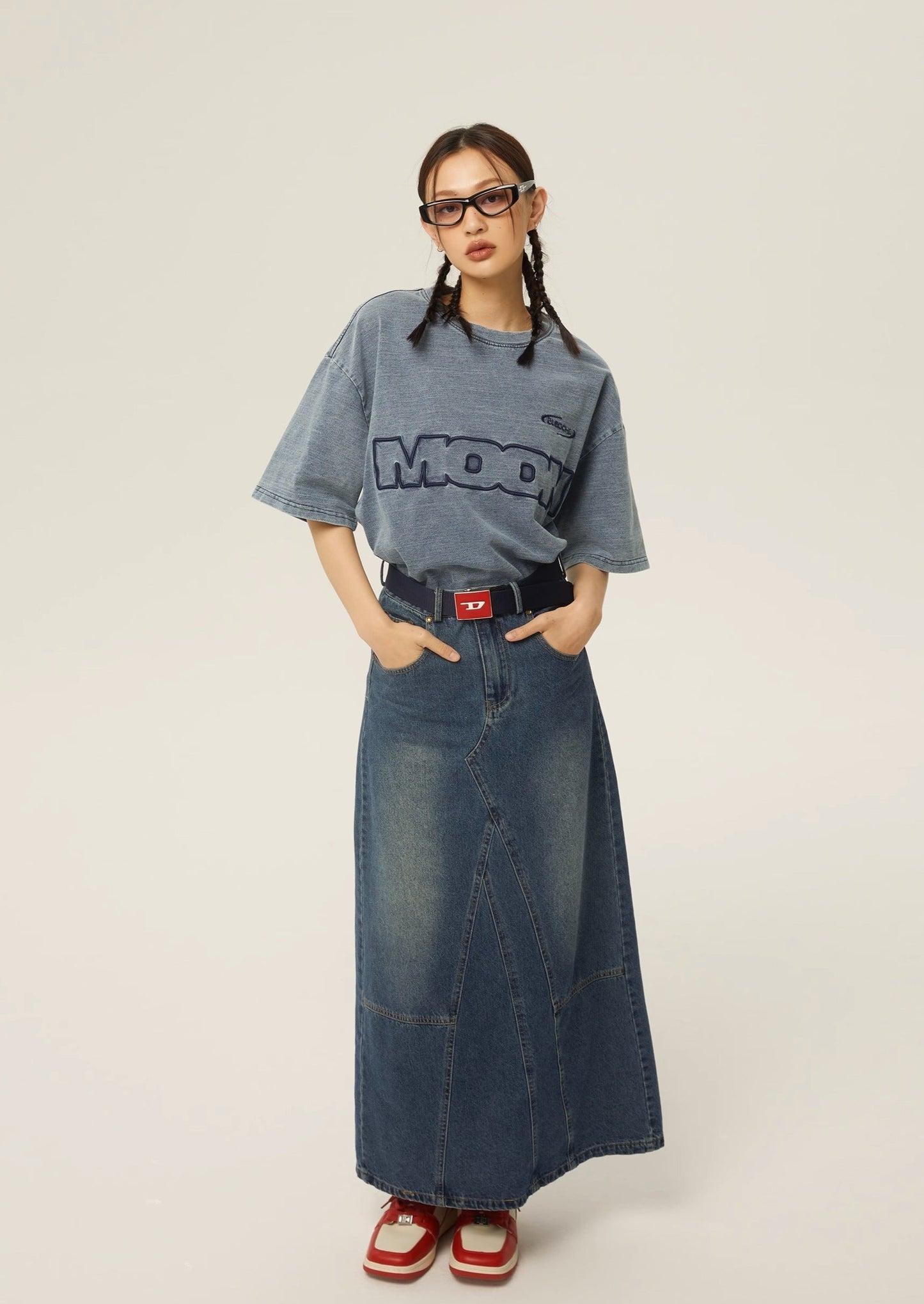 EZEK&STUDIO Wash Old Denim T-shirt