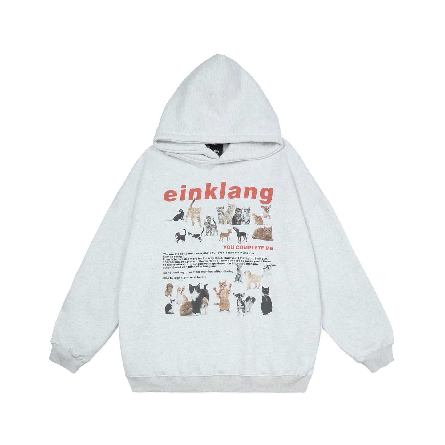 EZEK&STUDIO White Print Loose Hoodie