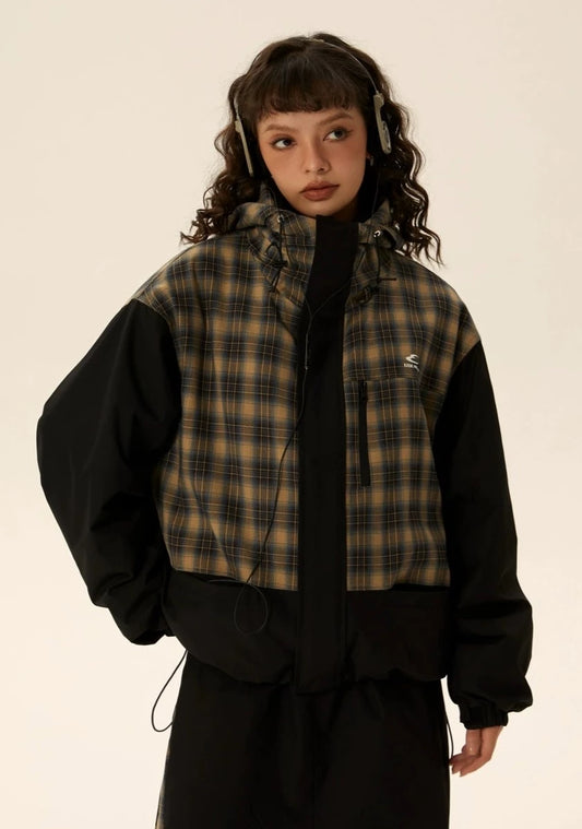 EZEK&STUDIO Checked Hooded Jacket