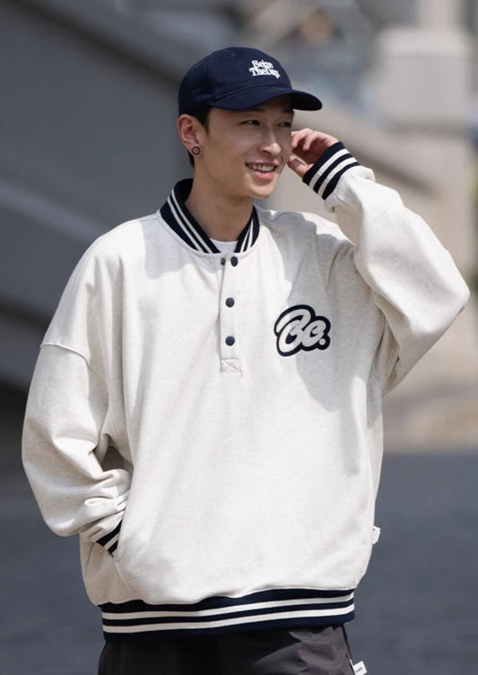 BELLKENIDE Retro Loose Baseball Collar Sweatshirt