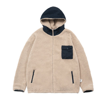 BELLKENIDE Warm Lambswool Patchwork Hoodie