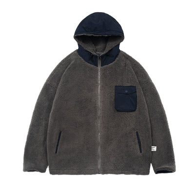 BELLKENIDE Warm Lambswool Patchwork Hoodie