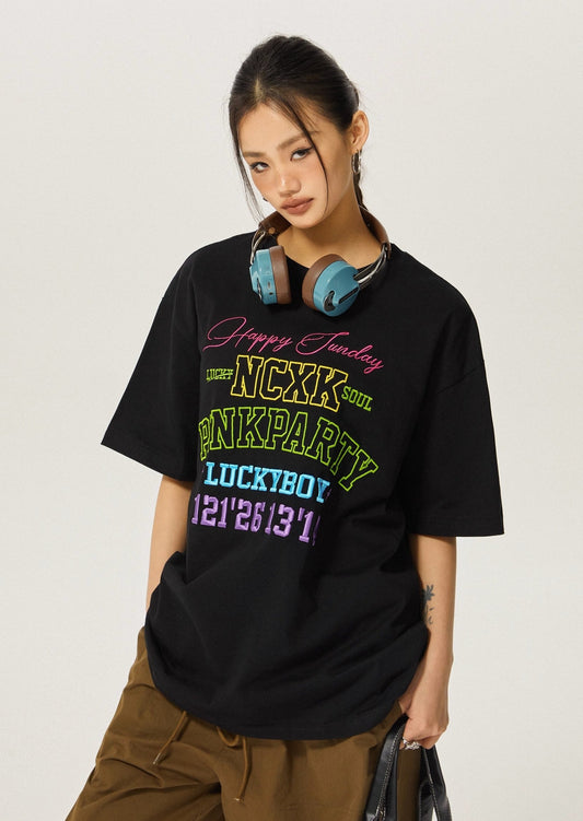 EZEK&STUDIO Retro Hiphop Print T-shirt