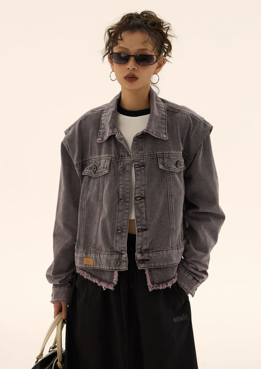 EZEK&STUDIO Retro Smoky Gray Denim Jacket